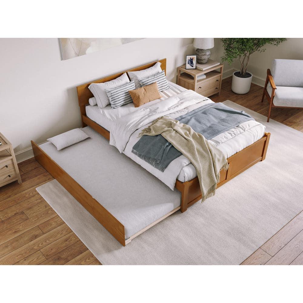AFI Furnishings Orlando Solid Wood Platform Bed with Panel Footboard & Trundle