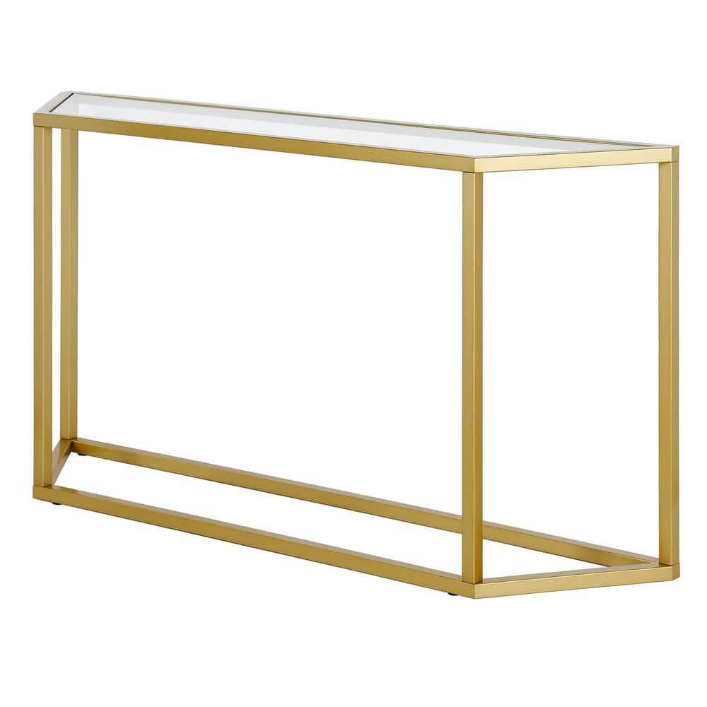 Evelyn&Zoe Levi 55" Wide Trapezoid Console Table, Brass
