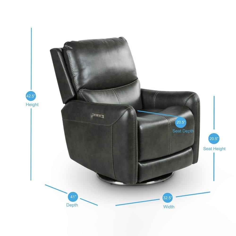 Athens Charcoal upholstered Swivel Power Recliner - Steve Silver Co.