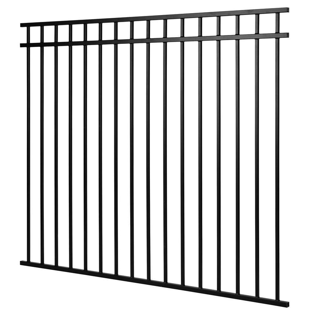 Nuvo Iron 5-ft H x 6-ft W Textured black finish Galvanized steel Containment Gate Spaced picket Fence panel