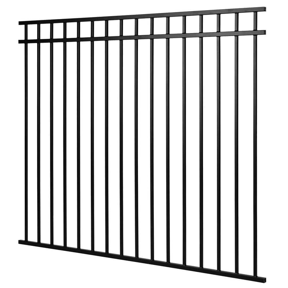 Nuvo Iron 5-ft H x 6-ft W Textured black finish Galvanized steel Containment Gate Spaced picket Fence panel