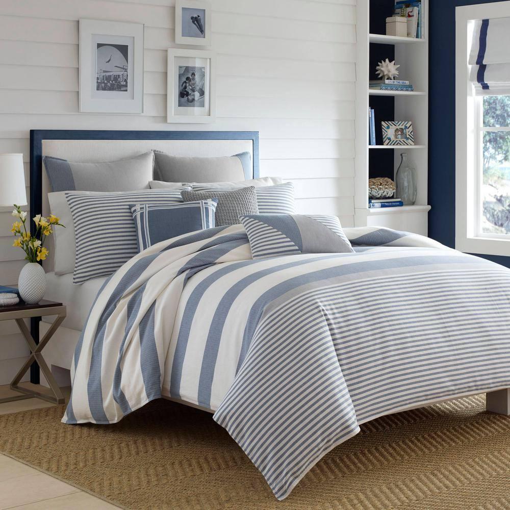 Nautica Nautica Fairwater Blue Cotton Reversible Comforter Set