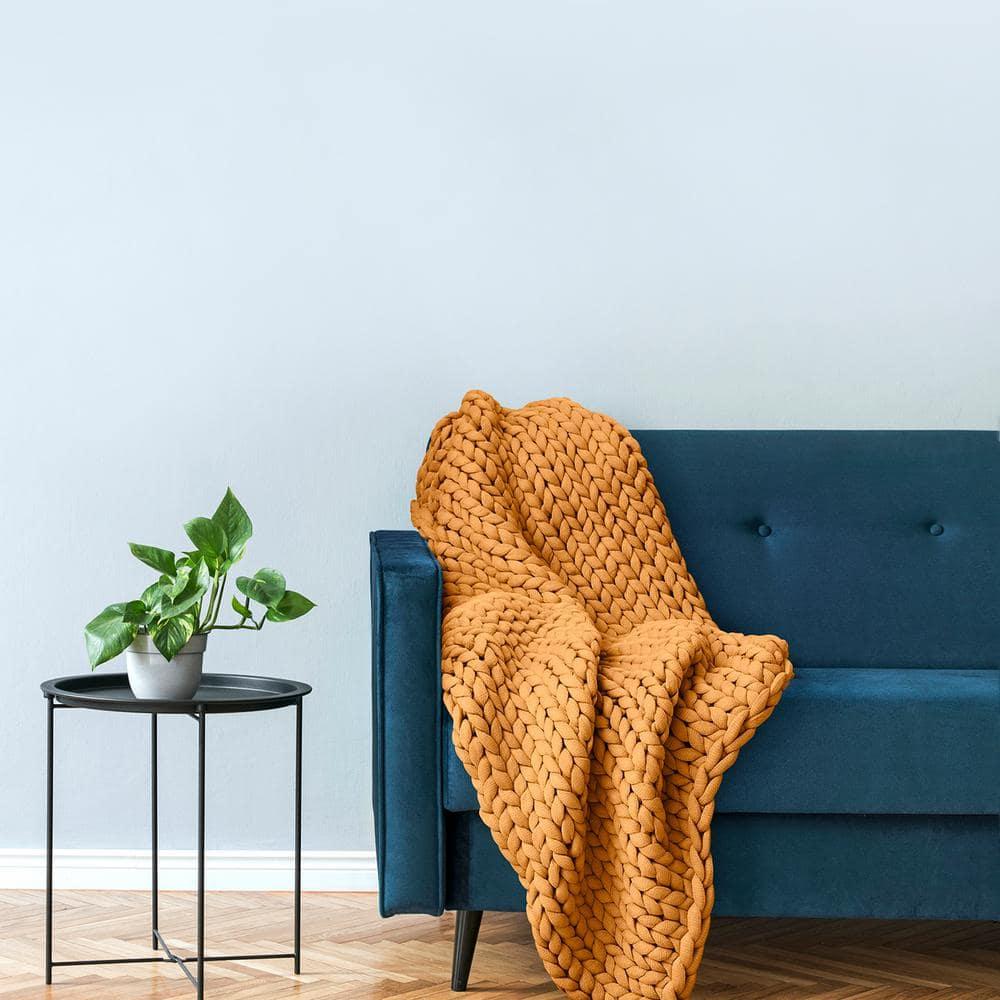 Donna Sharp Chunky Knit Gold Contemporary Decorative Throw Blanket with Over-Sized Loop Pattern