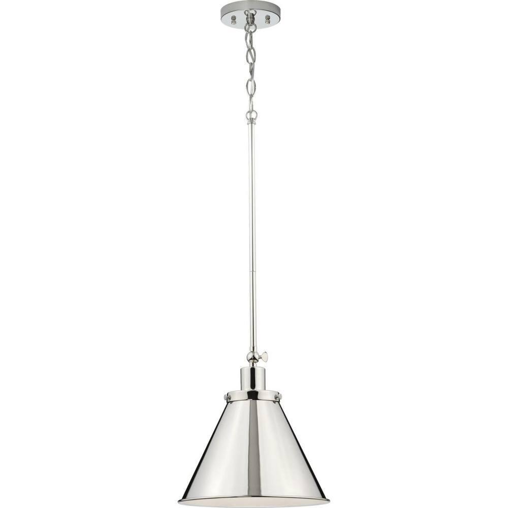 Progress Lighting Hinton 1-Light Pendant, Polished Nickel, Vintage Metal Shade
