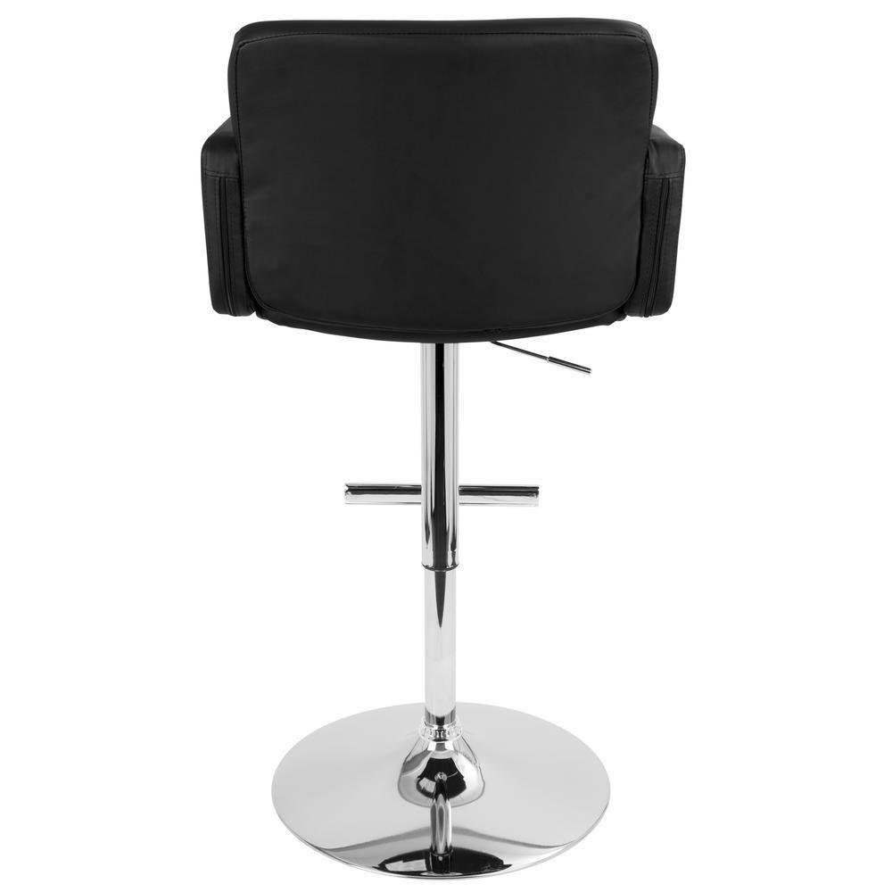 32" Stout Barstool Metal Black - LumiSource: Chrome Base, Adjustable, Swivel, Upholstered