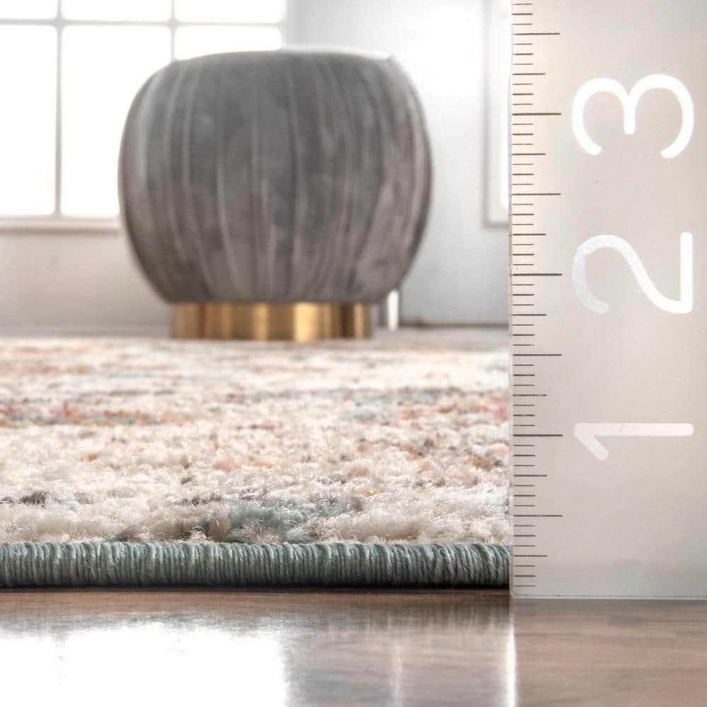 Nuloom 5 Round Justine Vintage Medallion Indoor Area Rug, Beige, Faded Persian Design, Stain Resistant, BedroomLiving Room, Kitchen,