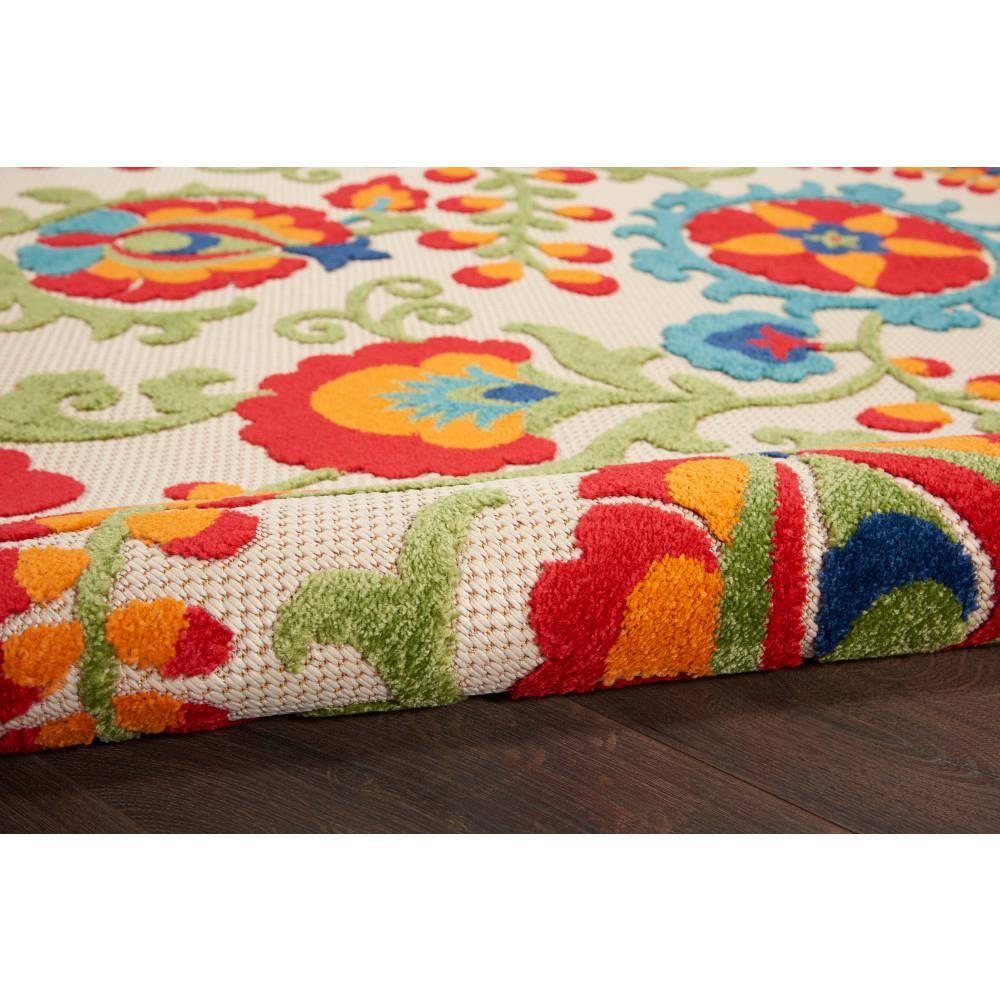 Nourison Aloha Floral Textured Flatweave High-Low Indoor Outdoor Area Rug Multicolor 6' x 9'