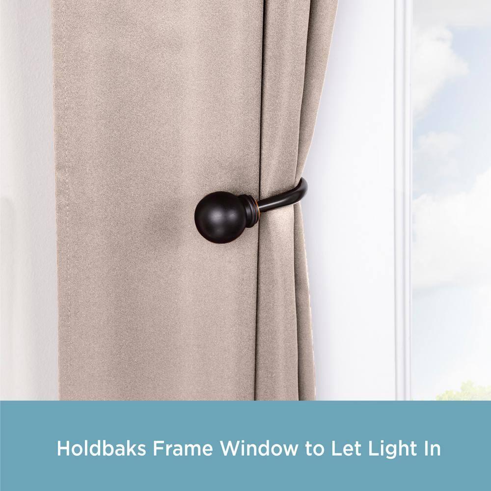 Kenney Berkley Ball End Curtain Rod & Holdback Set, 28-48" and 48-86" Adjustable Lengths, 5/8" Dia. Steel Tube