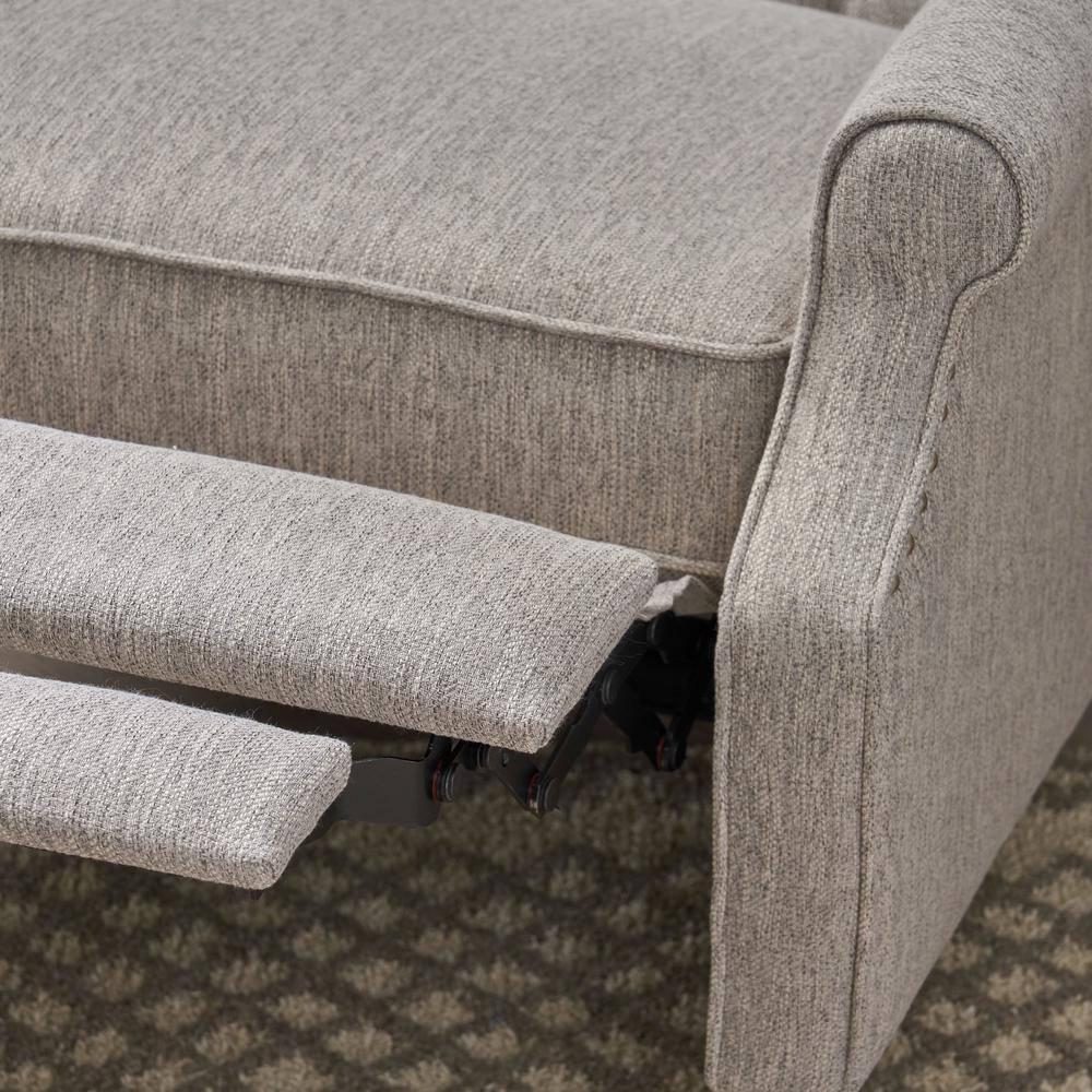 Noble House Albert Oversized Fabric Push Back Recliner, Light Gray