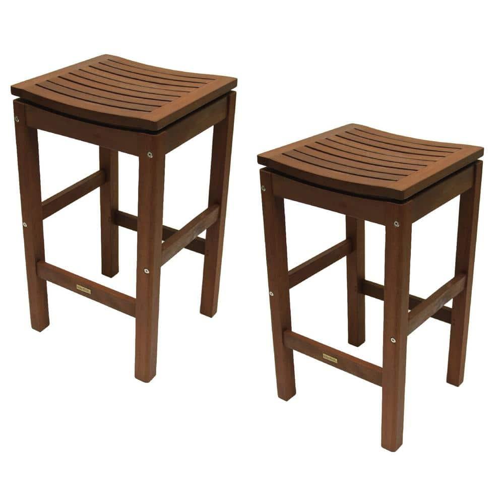 Benedetto 29.5'' Eucalyptus Backless Outdoor Bar Stool