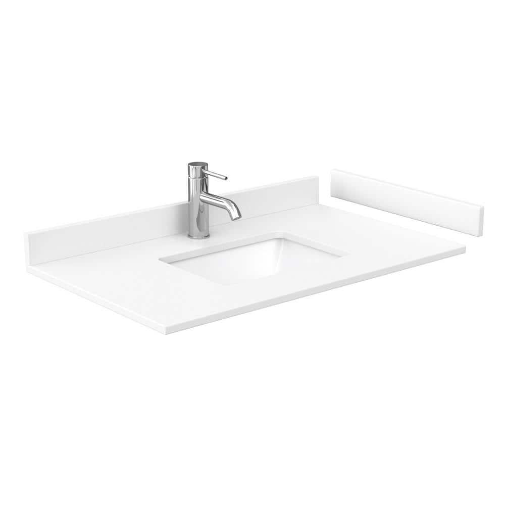 Miranda 36" White Plywood Single Sink Vanity with Marble Top