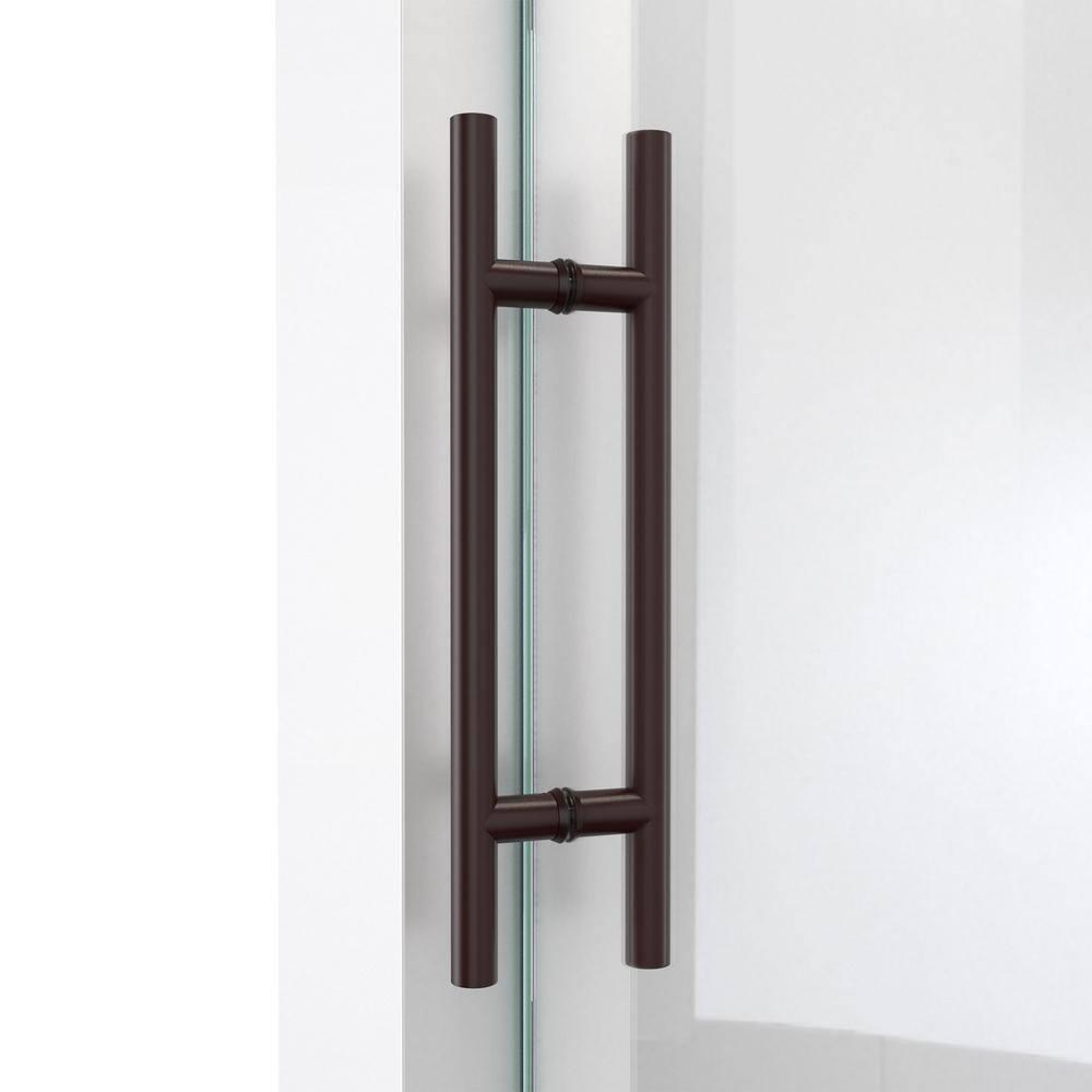 60.38" W x 34.5" D x 76" H Frameless Rectangle Sliding Shower Enclosure