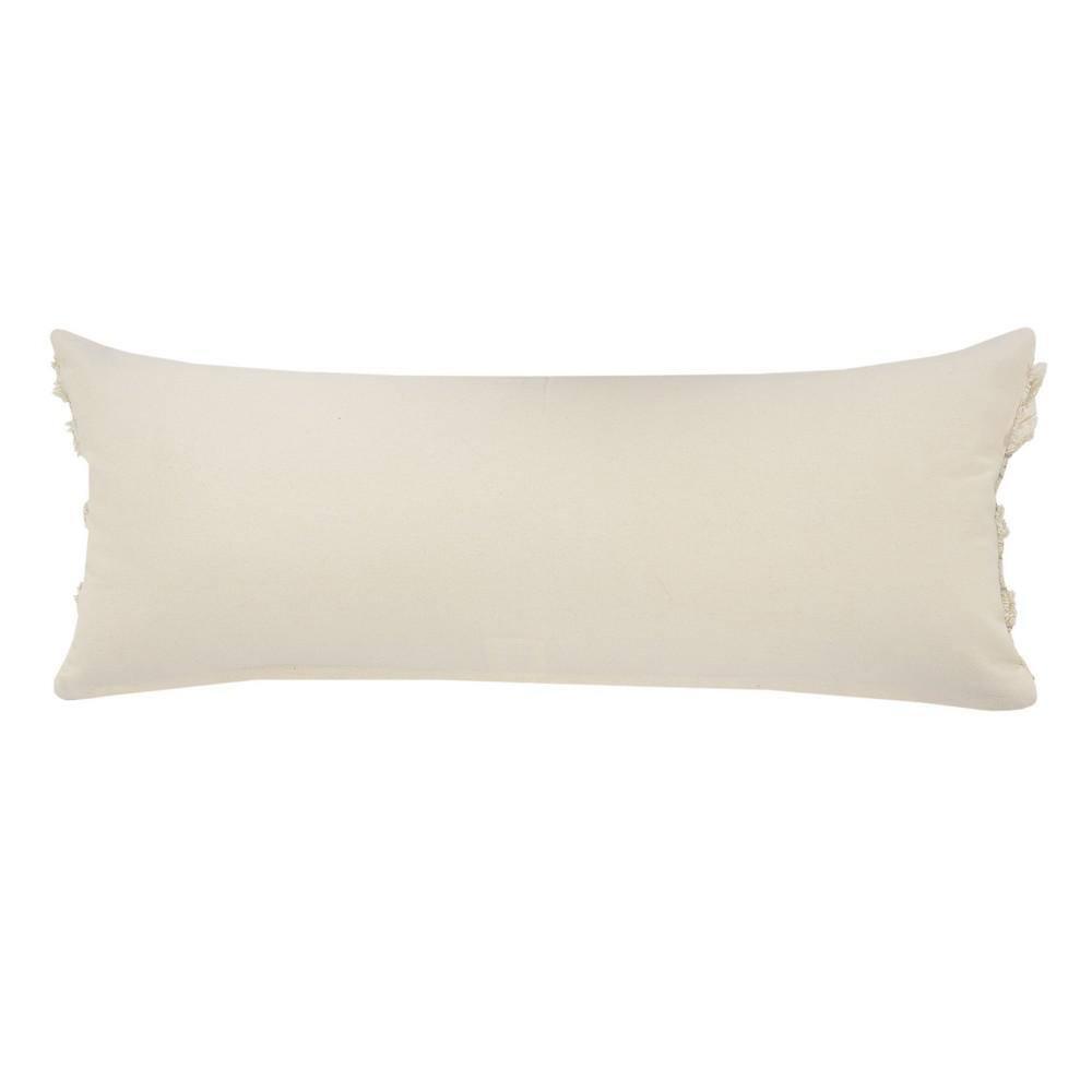 ZeaZu 14" X 36" Cream Gray And Gold 100% Cotton Striped Zippered Pillow