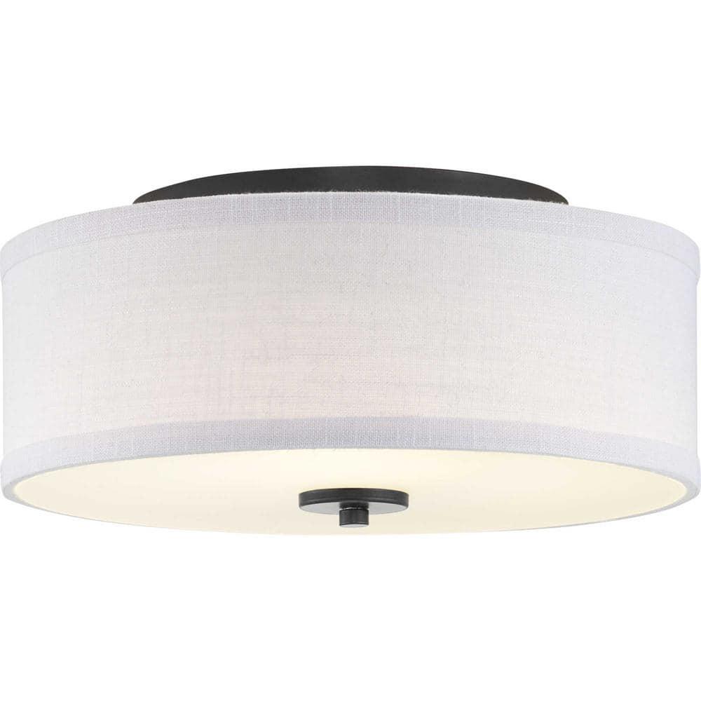 Progress Lighting Inspire Collection 1-Light LED Flush Mount, Graphite Finish, Fabric Shade