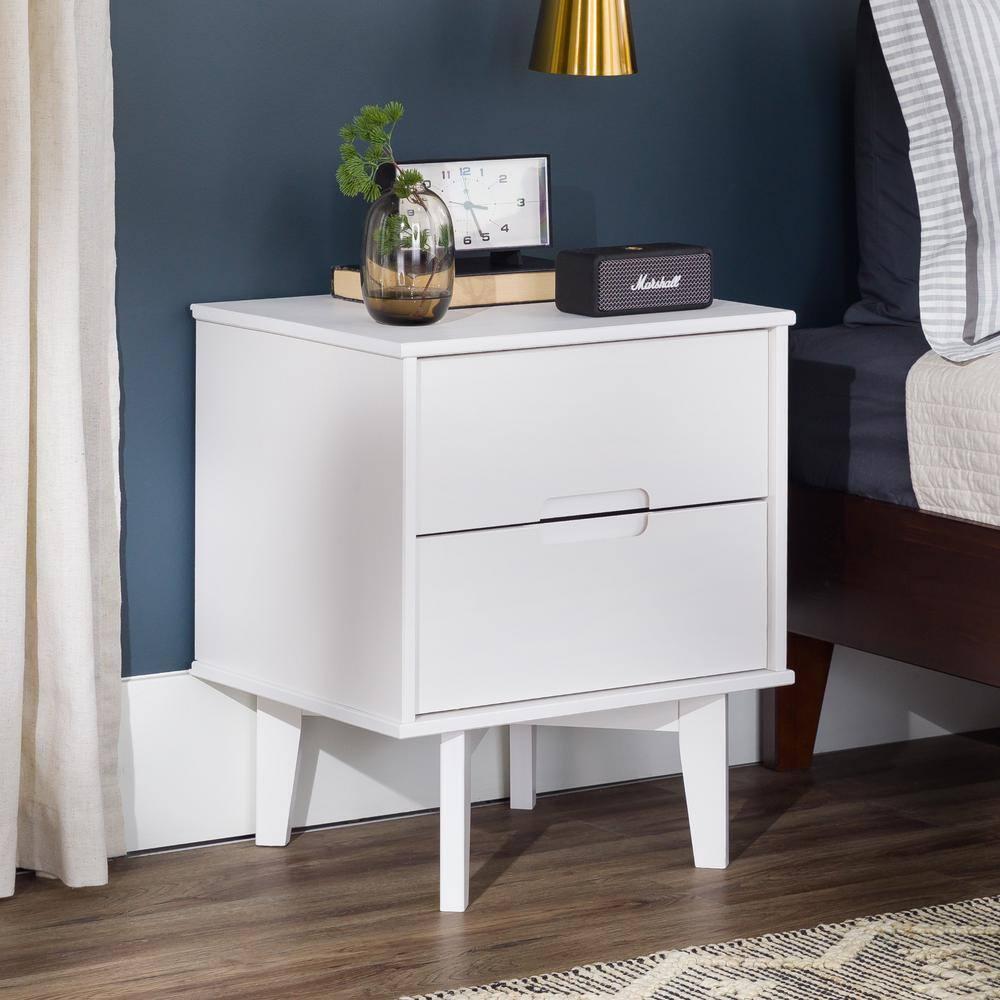 Preston 26"H Modern 2-Drawer Nightstand with USB Ports and Flared Legs