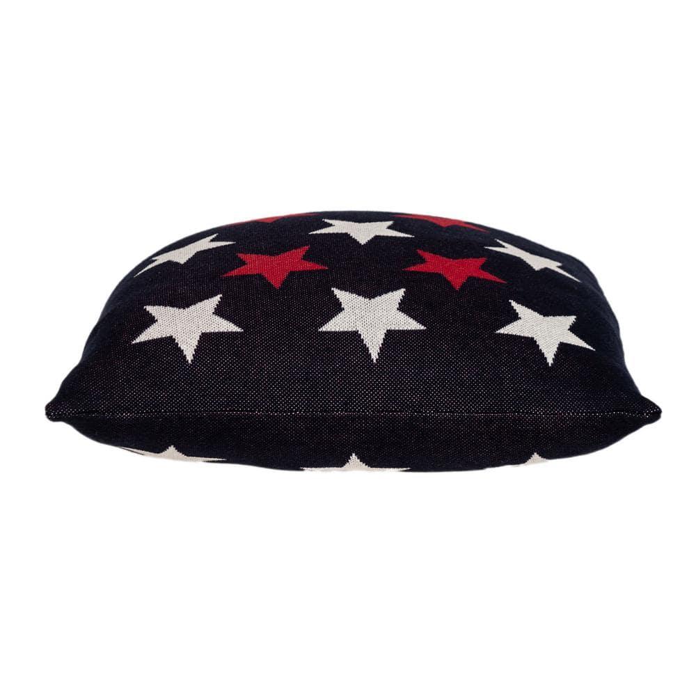 Parkland Collection 20x20" Stars Cotton Throw Pillow in Navy Blue/Red