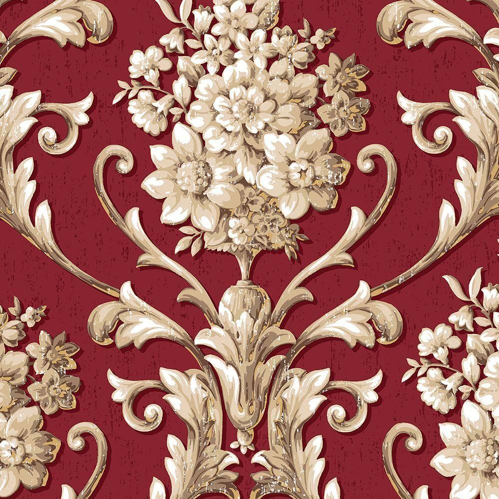 Patton Wallcovering Floral Damask Wallpaper
