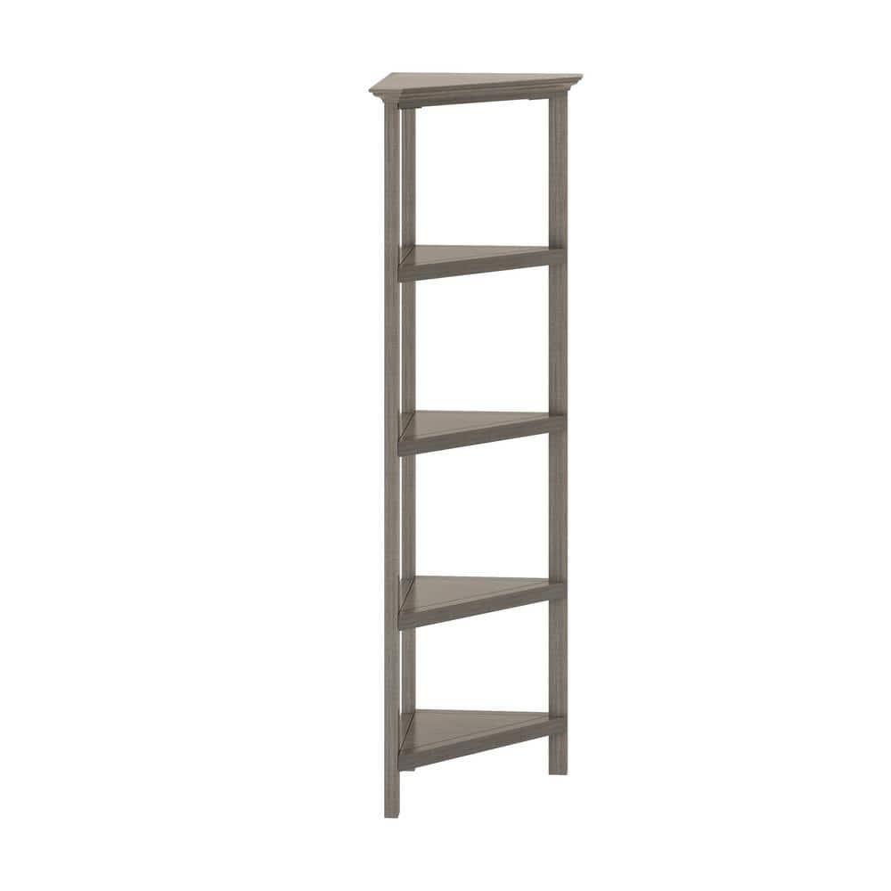 NewRidge 4-Tier Corner Wooden Bookcase Washed Grey