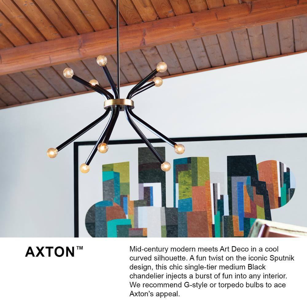 Lark Axton 10 - Light Chandelier in  Lacquered Brass