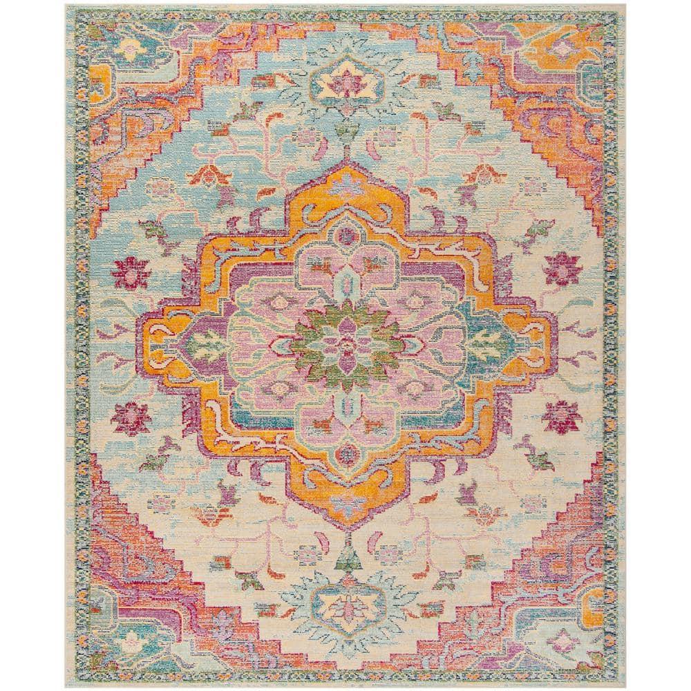 Crystal CRS501 Loomed Indoor Area Rug - Light Blue/Fuchsia - 9'x12' - Safavieh
