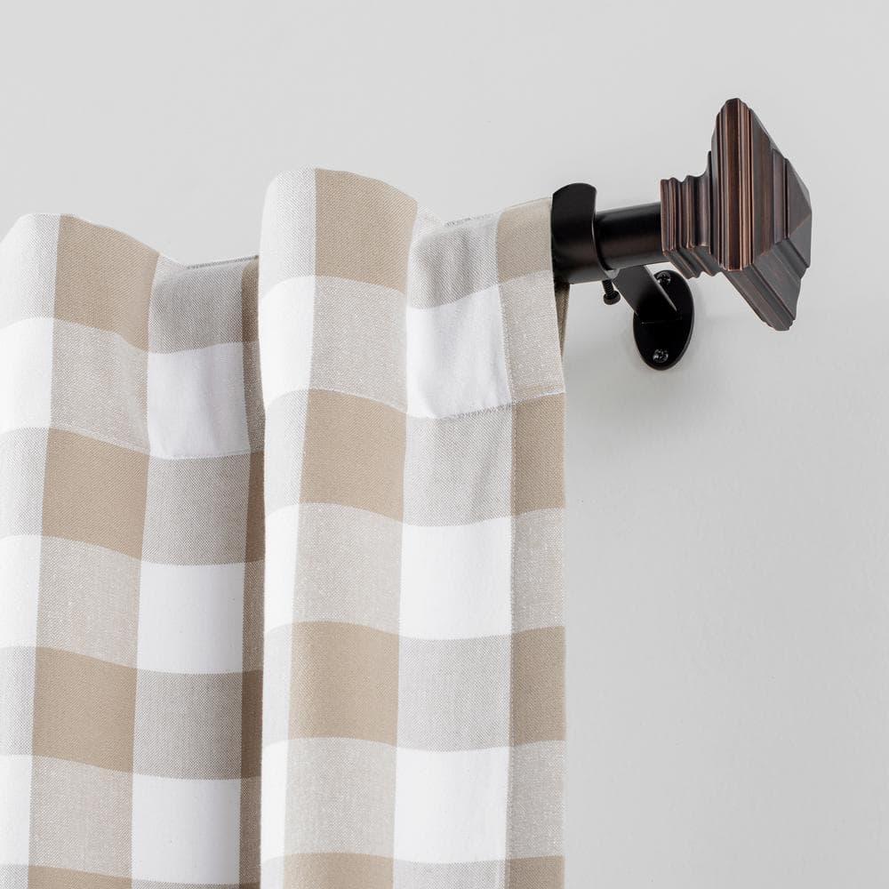 Florence 1" Window Drapery Single Curtain Rod with Square Finial - 48"-86" - Antique Bronze - Elrene Home Fashions