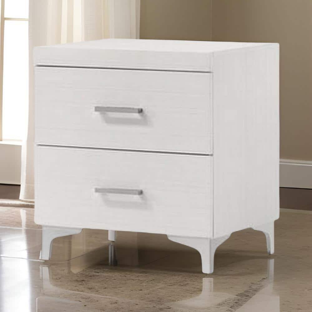 Gzxs Modern White Nightstand with 2 Storage Drawers, Wooden Small Bedside Table with Metal Handles and Legs, 22"L x 16"W x 23"H