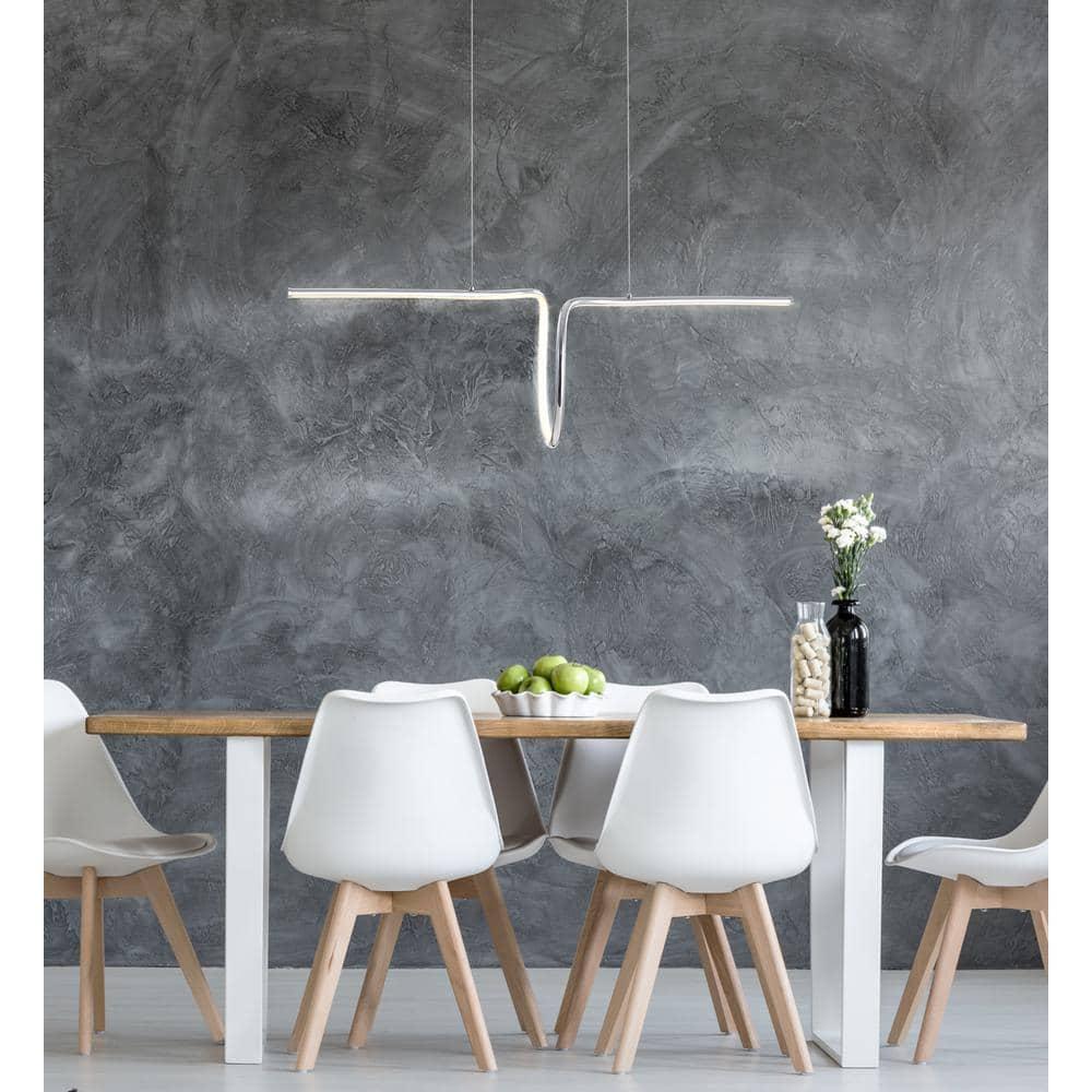 JONATHAN Y Ali 34.5" Dimmable Adjustable Integrated LED Metal Linear Pendant, Chrome