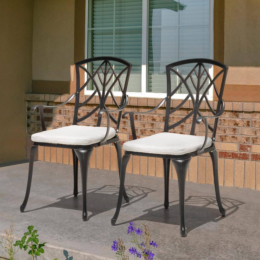 15 in. x 16 in. Outdoor Patio Chair Seat Cushion in Gray (2-Pack)