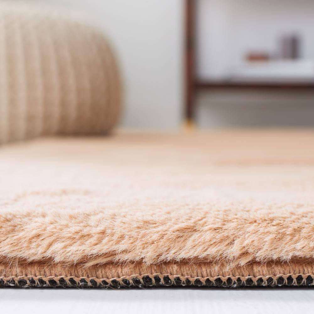 Faux Rabbit Fur FRF500 Power Loomed Machine Washable Indoor Area Rug - Beige - 6'x6' - Safavieh