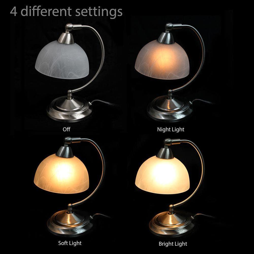 Elegant Designs Mini Modern Bankers Desk Lamp with Touch Dimmer Control Base Brushed Nickel