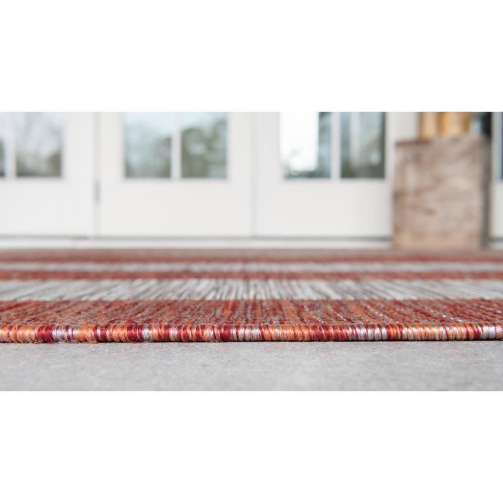 Unique Loom 4' 1 x 6' 1 Rectangle Indoor/Outdoor Striped Rust Red Area Rug