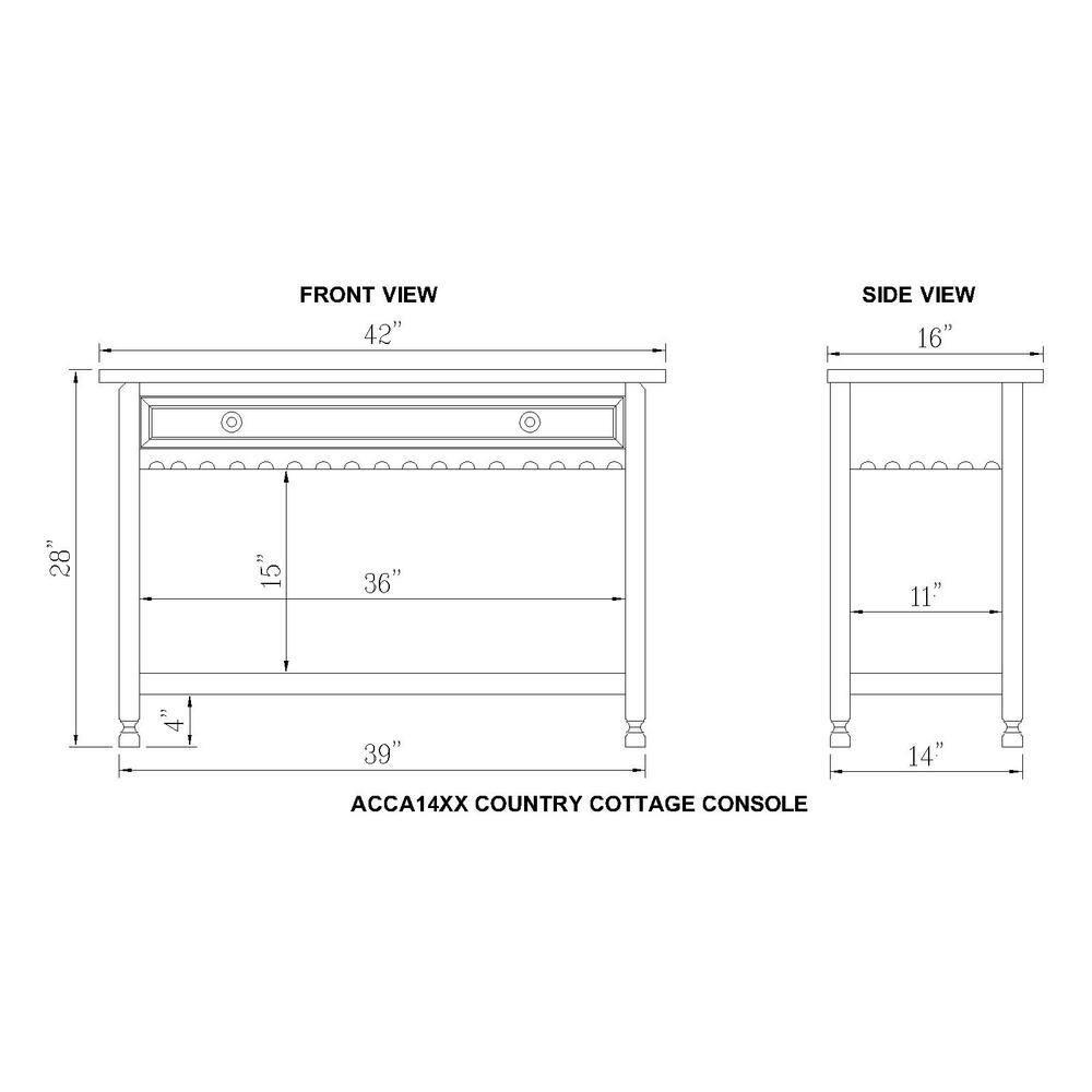 Alaterre Furniture Country Cottage Media/Console Table, Solid Pine Wood Perfect for Living Room, Entryway, Hallway, Blue Antique Finish
