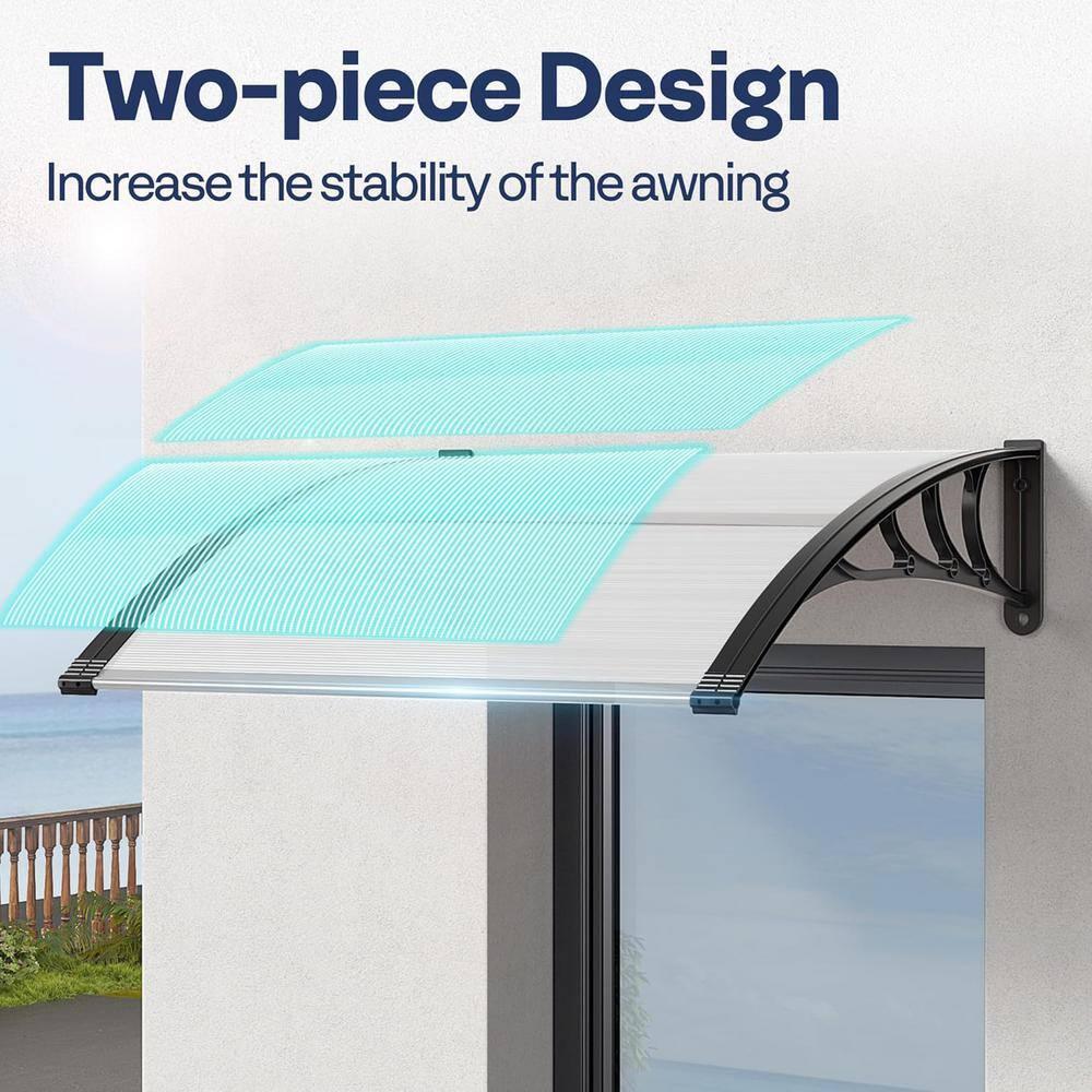 VIVOHOME VIVOHOME Plastic Clear/Black Cover Retractable Door/Window Awning