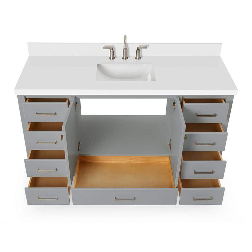 Cambridge 60'' Single Bathroom Vanity with Carrara Marble Top