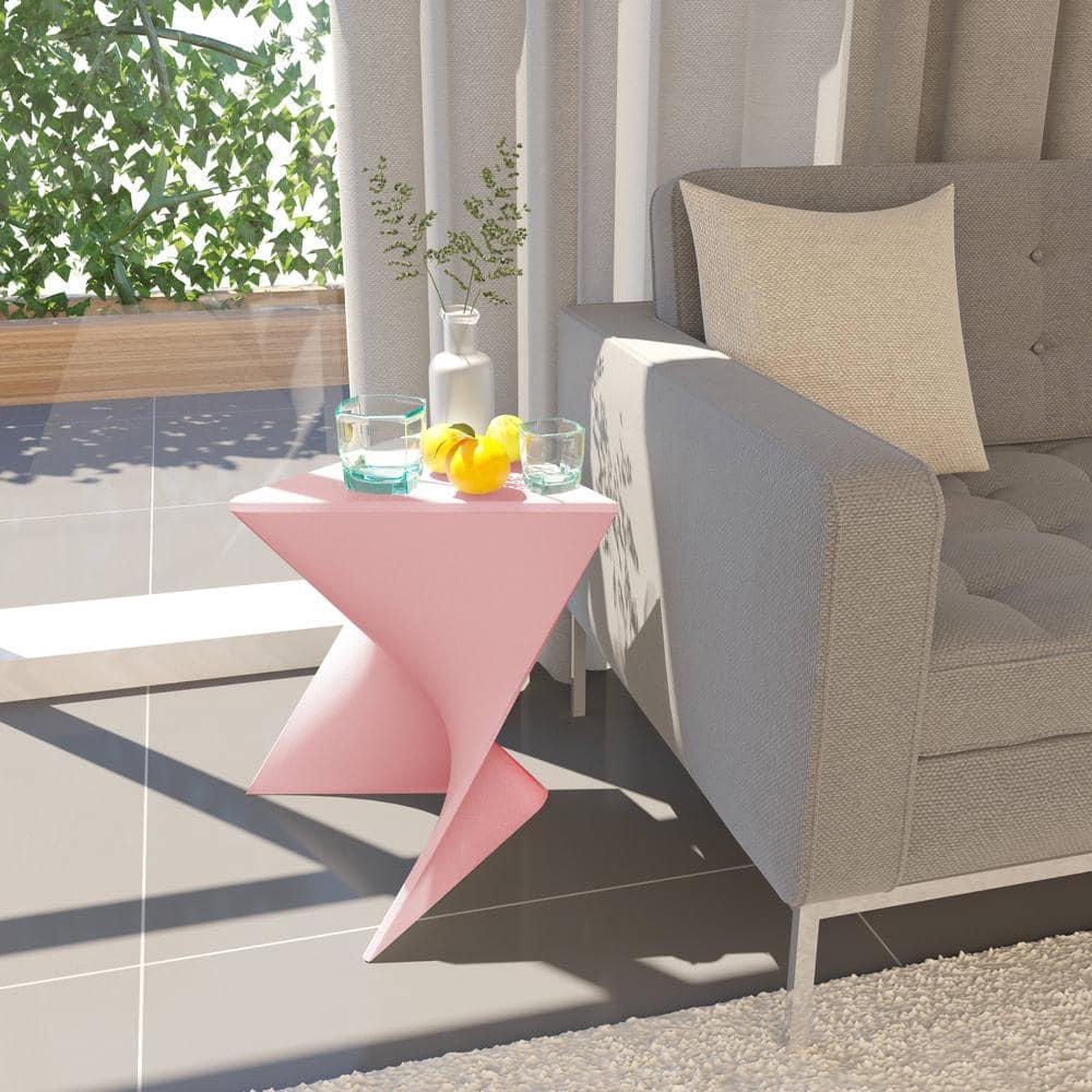 Randolph Triangular Pink ABS Plastic Modern Side Table