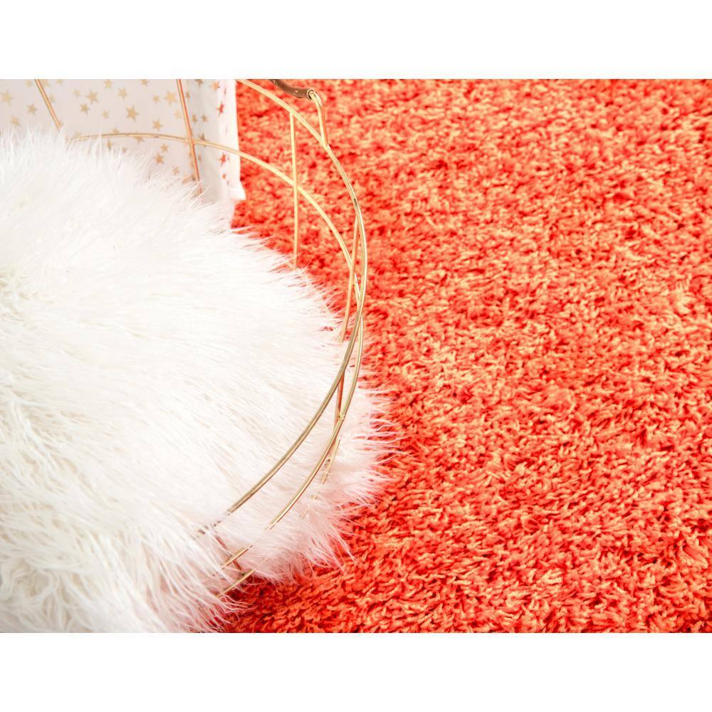 Unique Loom 4' 1 x 6' 1 Solid Shag Tiger Orange Area Rug