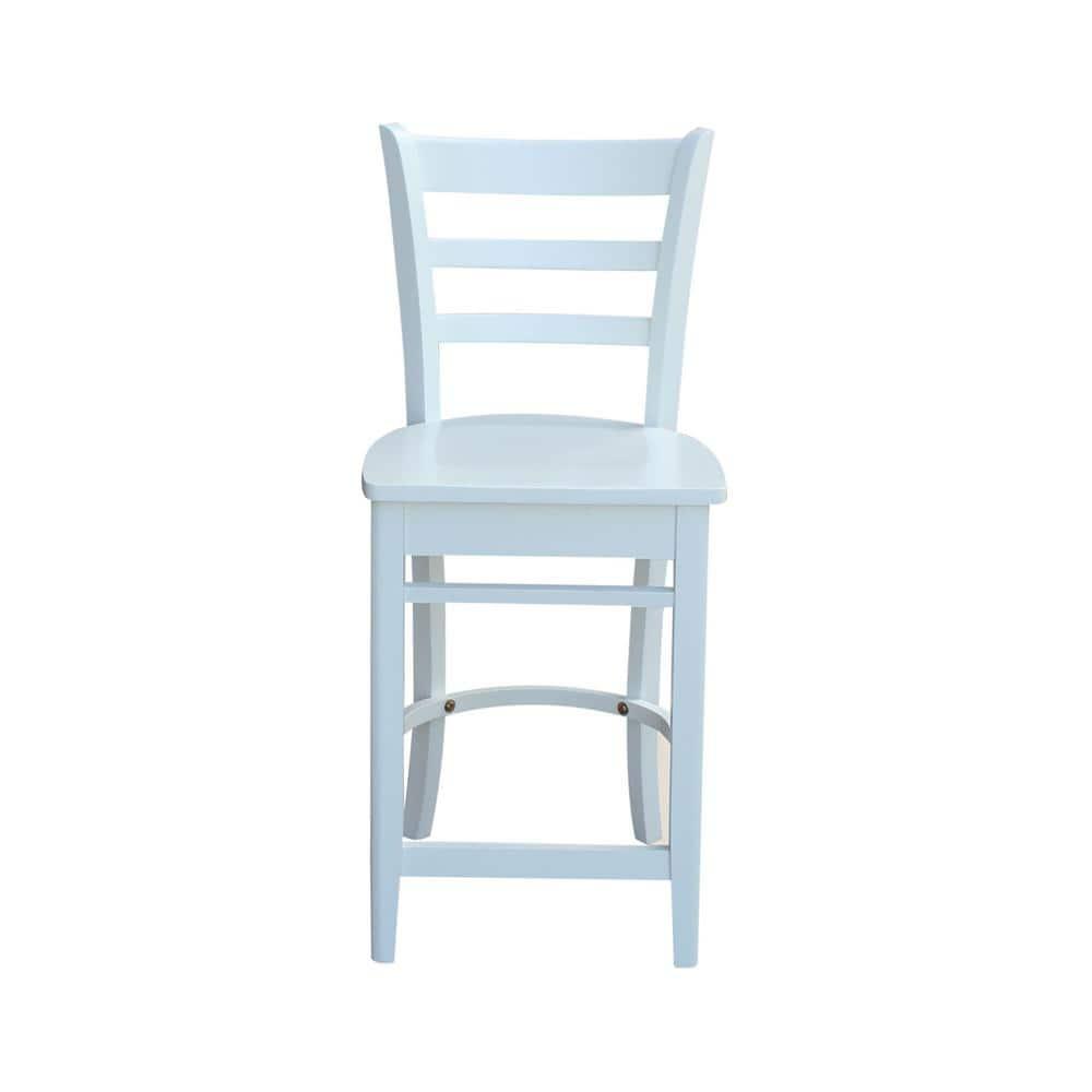 24" Emily Counter Height Barstool White - International Concepts: Hardwood Frame, Ladder-Back Design, Kitchen-Compatible