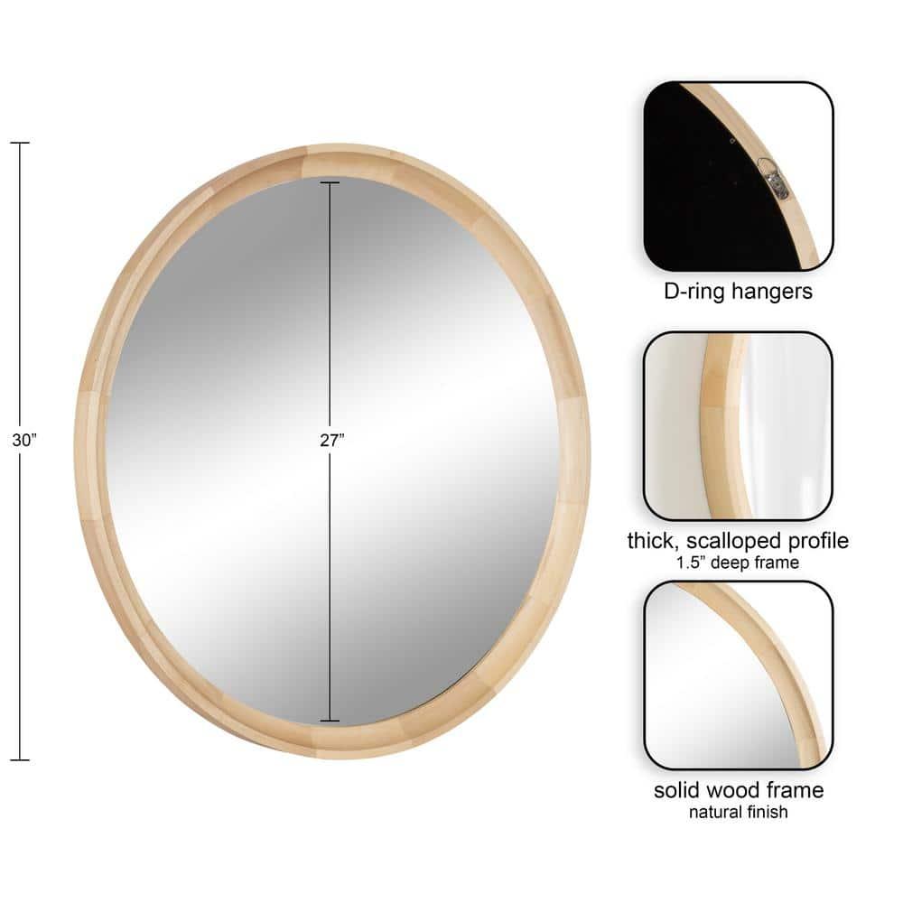 Kate and Laurel Hatherleig Round Wood Round Mirror, 30" Diameter, Natural