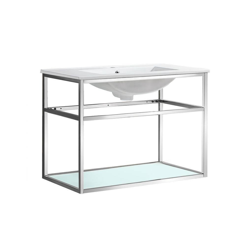 Pierre 30 Single, Open Shelf, Metal Frame Bathroom Vanity