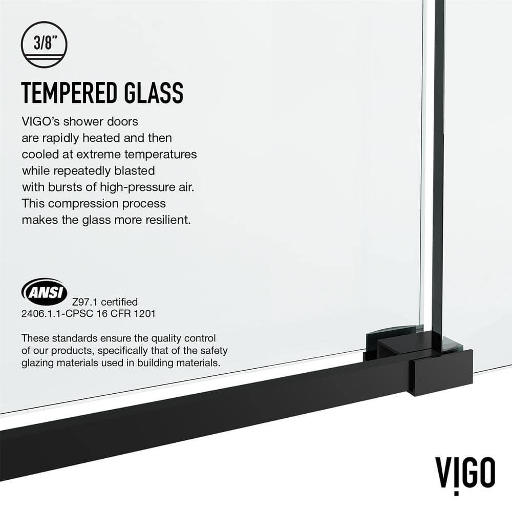 Elan Hart 56-60" W x 76" H Sliding Frameless Shower Door with 3/8" Clear Glass