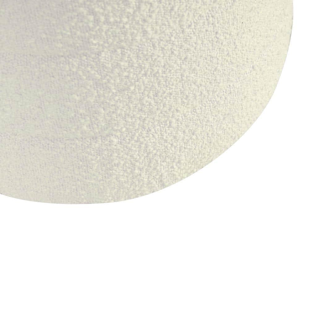 Storage Round Ottoman Cream Boucle - HomePop: Footrest, Vanity Seating, No Assembly Required