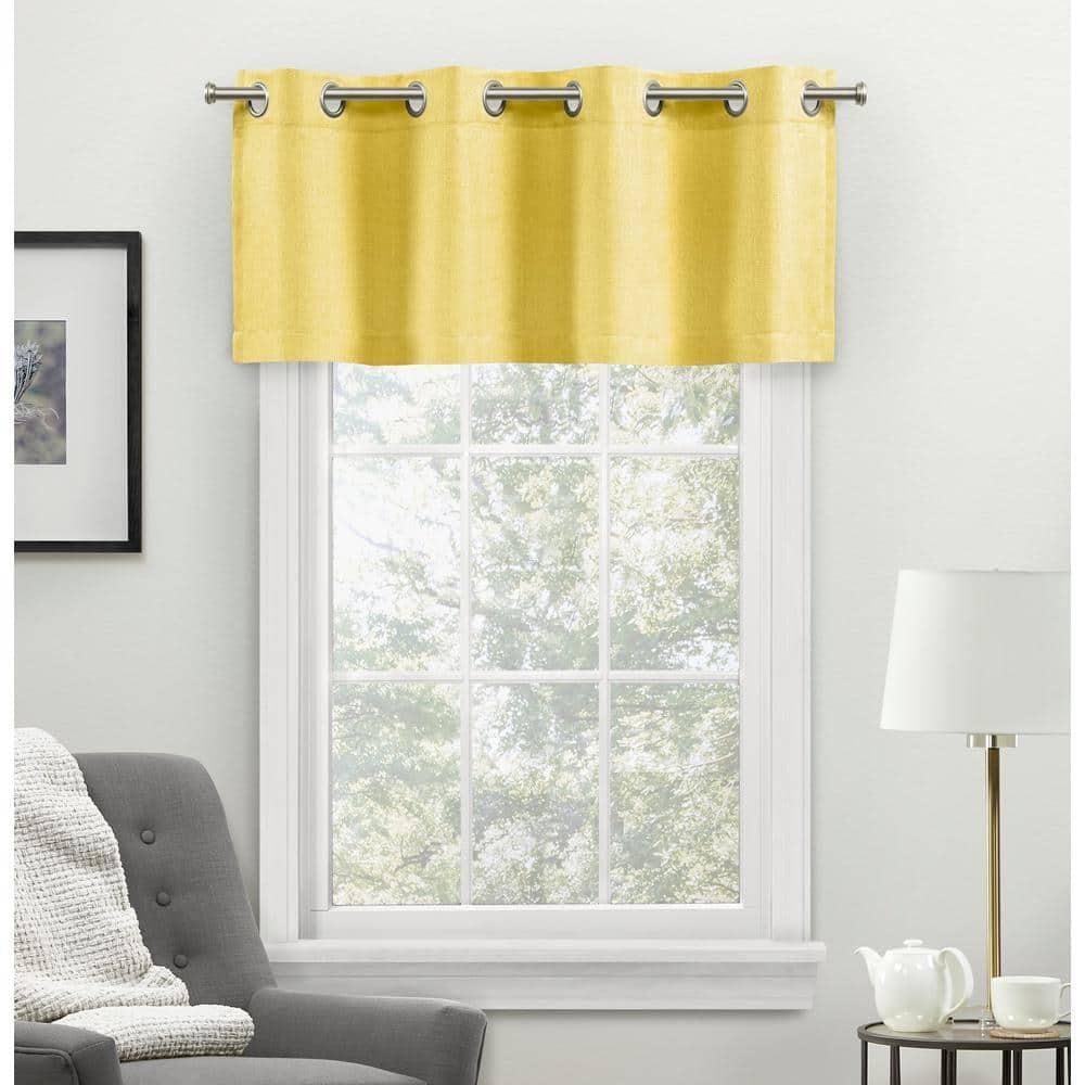 18"x54" Loha Light Filtering Window Valance Grommet Yellow - Exclusive Home: Solid Polyester, Machine Washable