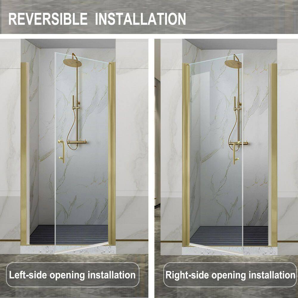 32-33.5 in. W x 72 in. H Pivot Swing Frameless Shower Door with Clear SGCC Tempered Glass