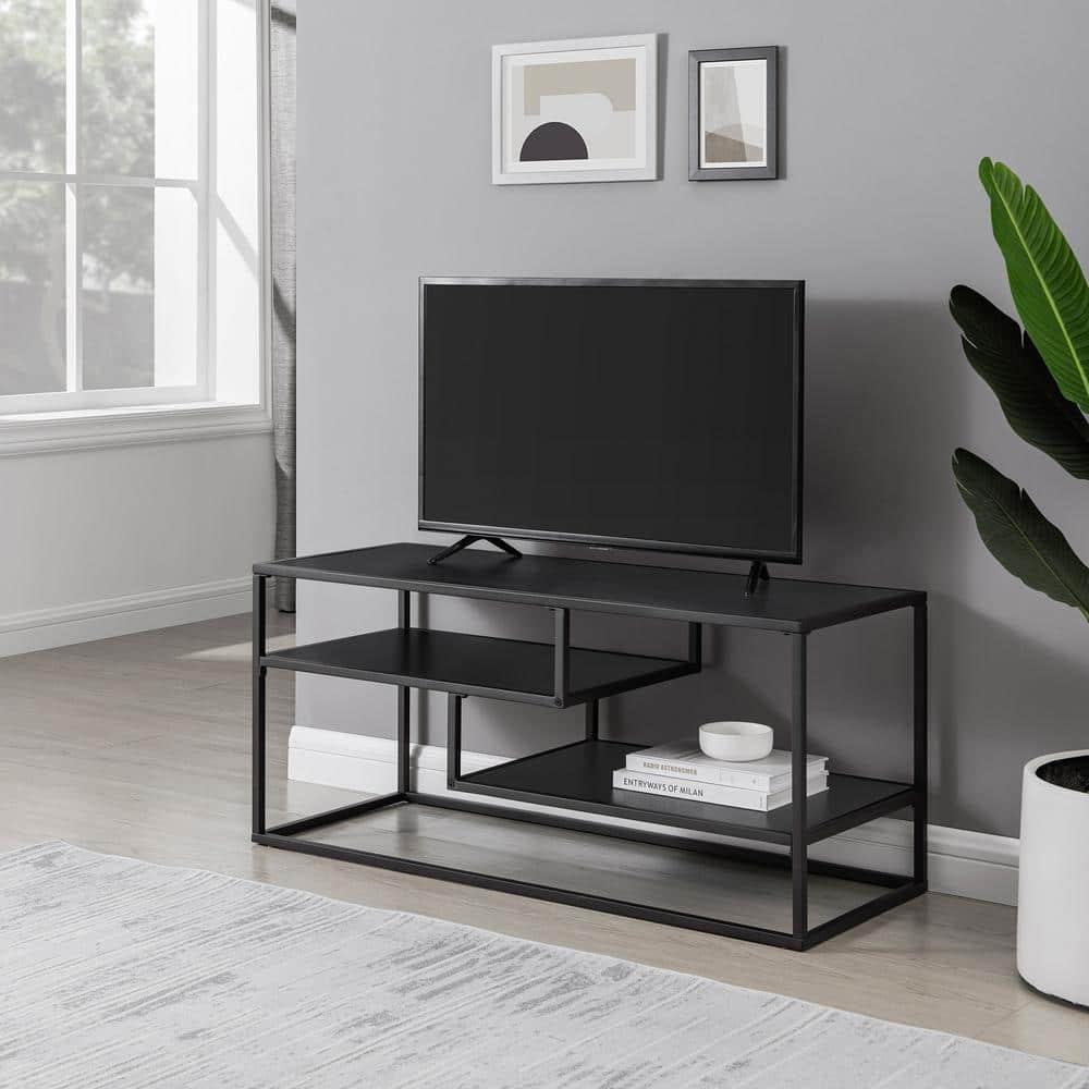 Walker Edison 40" Contemporary 2-Shelf TV Stand for TVs up to 43", Solid Black