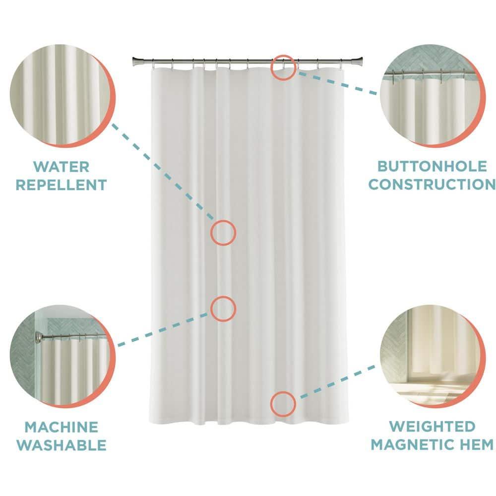 Water Repellent Fabric Shower Curtain Liner, White - Zenna Home