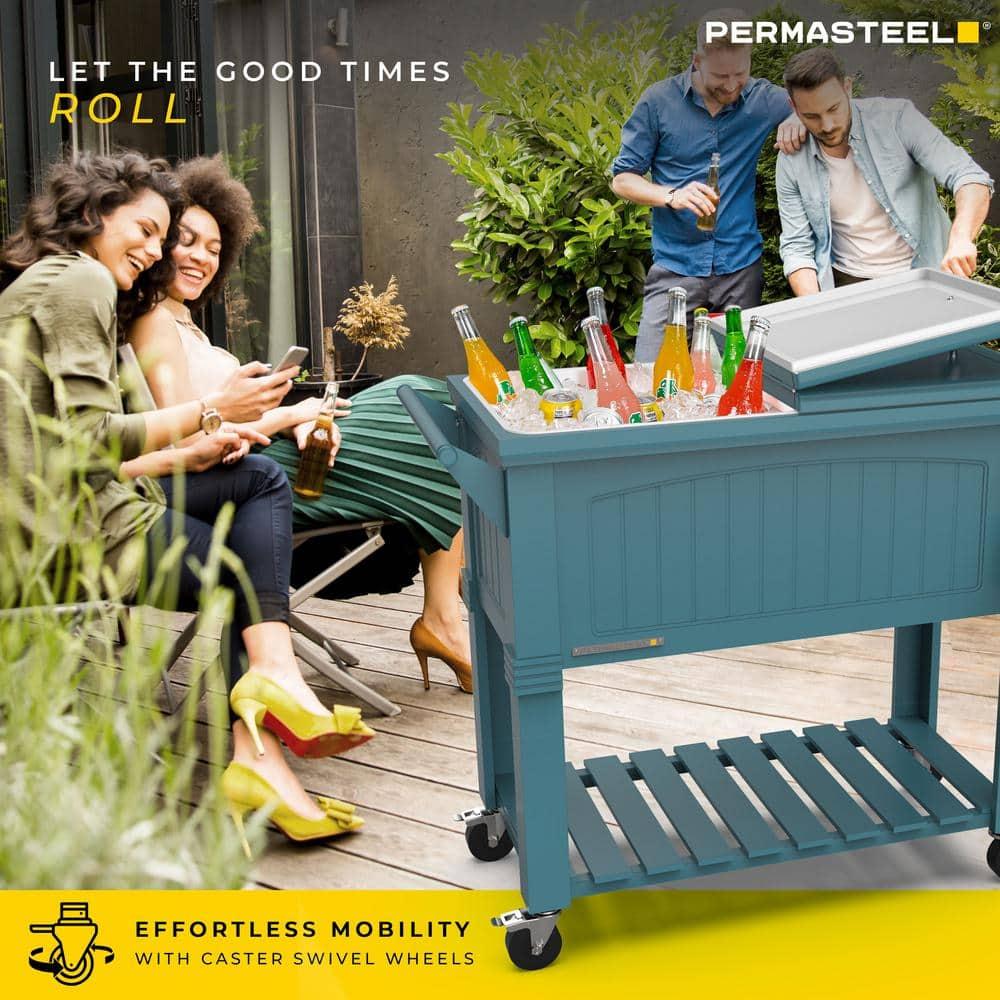 Permasteel 80 Qt. Furniture Style Rolling Patio Cooler