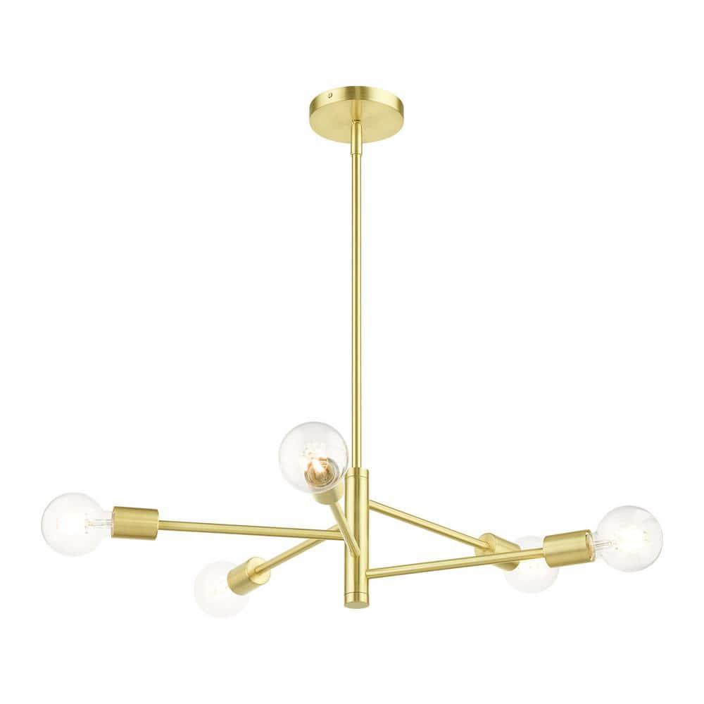 Livex Lighting Bannister 5 - Light Chandelier in  Satin Brass