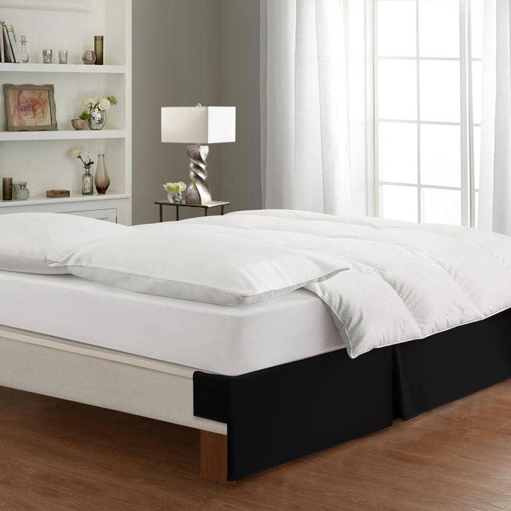 Bed Maker's Wrap-Around Hassle Free, Never Lift Your Mattress Tailored Bed Skirt, 14" Drop Length, King, Black