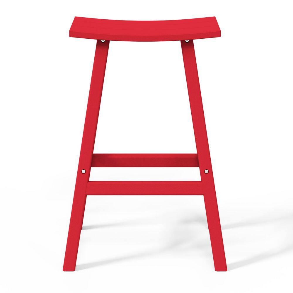 Laguna All-Weather HDPE Curved Saddle Bar Stool 29" Red