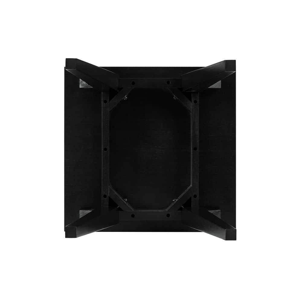 Minimalist Black Solid Wood Rectangular Side Table
